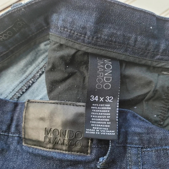 Mondo Di Marco Men's 34 x 32 Jeans Blue Dark Wash 5-Pocket Slim Stretch - Picture 8 of 10